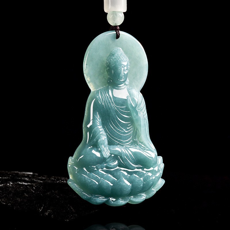 Jewelry & Watches Bench - Natürliche burmesische Jadeit-Buddha-Anhänger-Halskette, modischer Schmuck aus