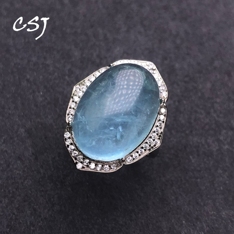 Turquoise Stone Ring - CSJ Großer Stein Natürlicher Aquamarin Ringe