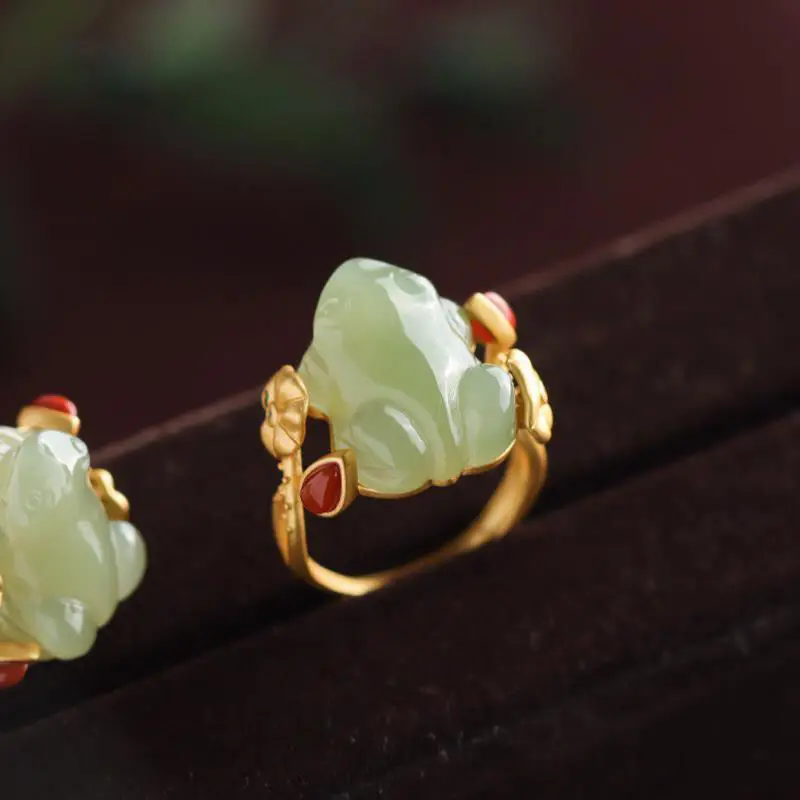 Grüne Jade Frosch Ringe Charms – Sterling Silver Ring Bewertung und Preis