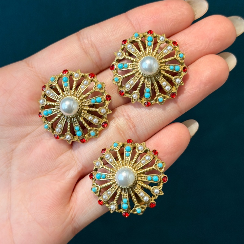 Vintage Hohle Sonnenblumen-Tür – Turquoise Stone Ring Bewertung und Preis