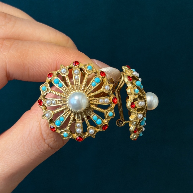 Vintage Hohle Sonnenblumen-Tür – Turquoise Stone Ring Bewertung und Preis