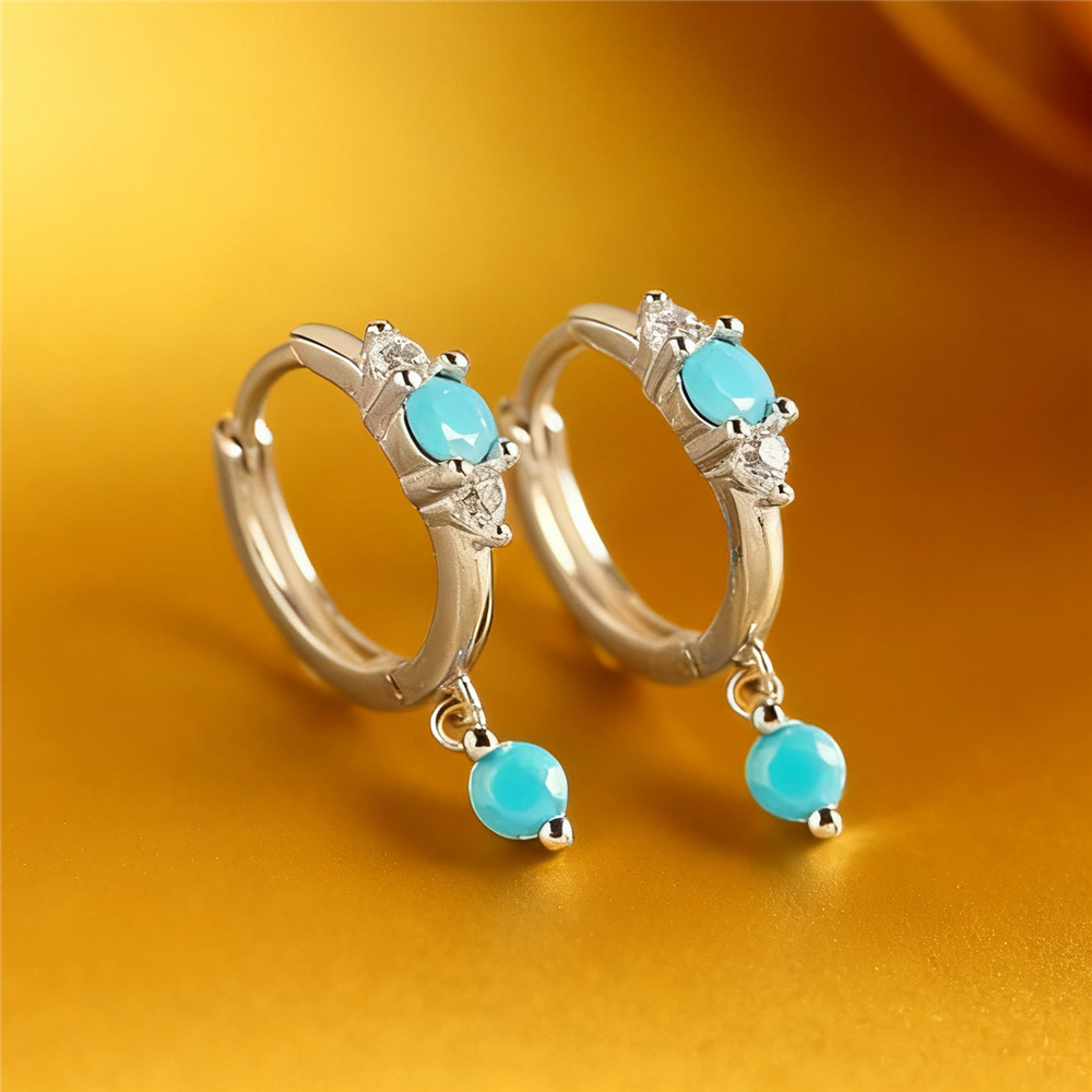 Niedliche runde Creolen mit si – Turquoise Stone Ring Bewertung und Preis