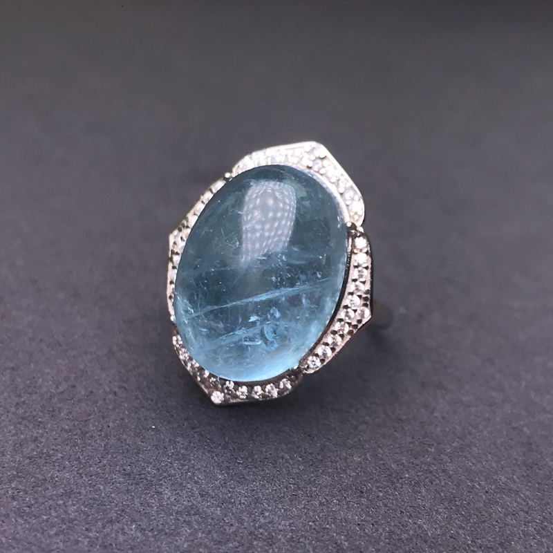 CSJ Großer Stein Natürlicher A – Turquoise Stone Ring Bewertung und Preis