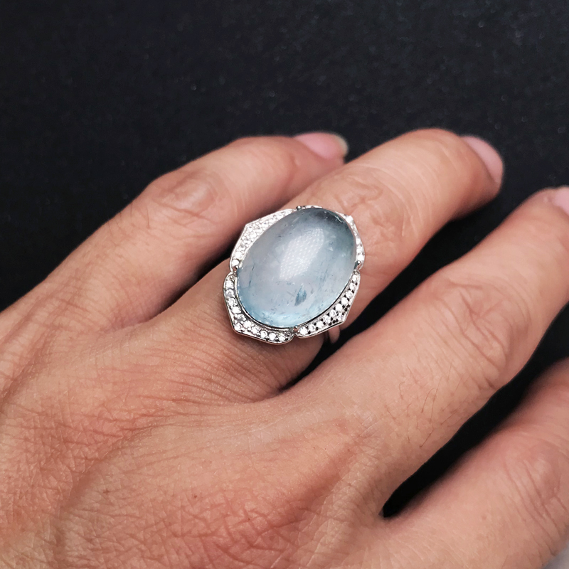CSJ Großer Stein Natürlicher A – Turquoise Stone Ring Bewertung und Preis